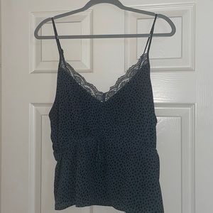 Blue and black spotted tank top